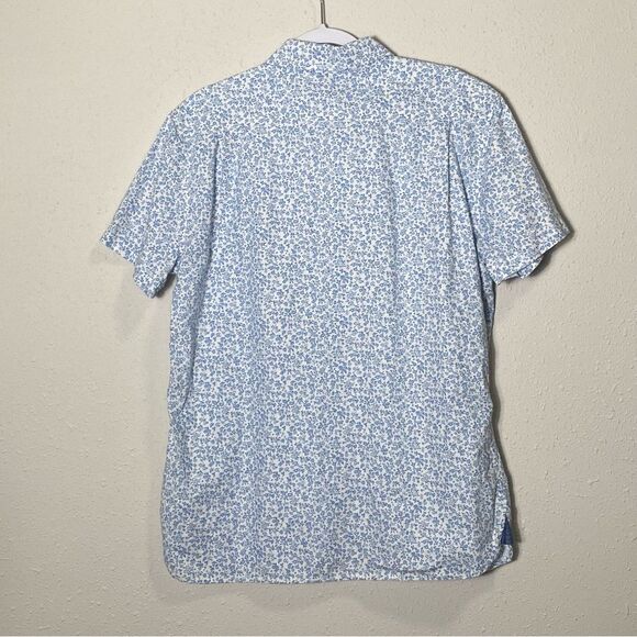 Hope & Henry Blue Floral Linen Blend Casual Button Up Shirt Boys Size Large - Picture 9 of 15